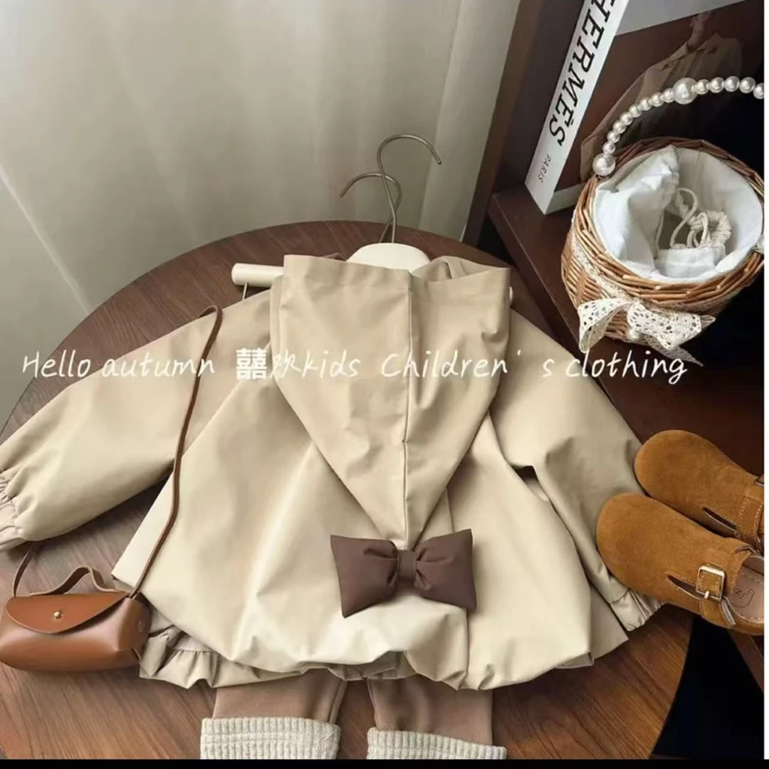 韩版女童外套2025秋季新款儿童冲锋衣宝宝洋气儿童连帽外套打底裤