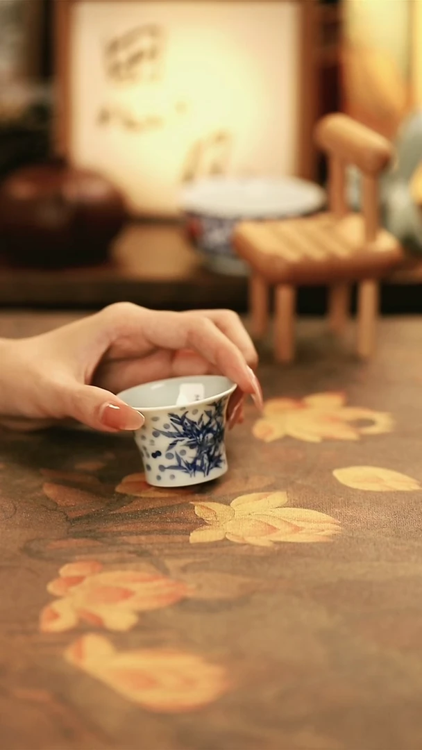 M3012/陶瓷青花竹子竹节杯