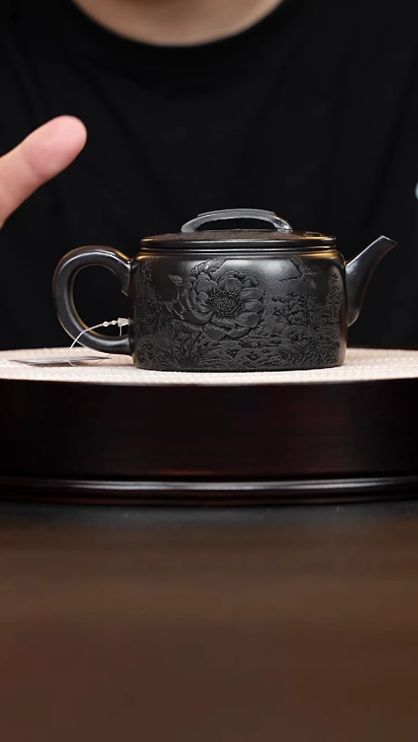 茶壶紫砂宜兴紫砂 牡丹汉瓦 石黄 赵圆静
