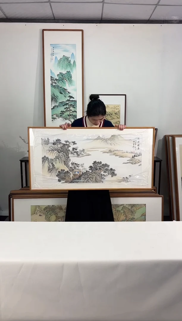 国画手绘*溪畔雅居*62*122cm