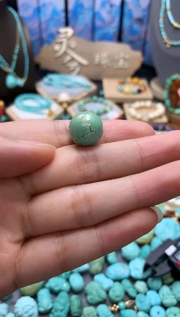 绿松石未镶嵌挂件高瓷单珠