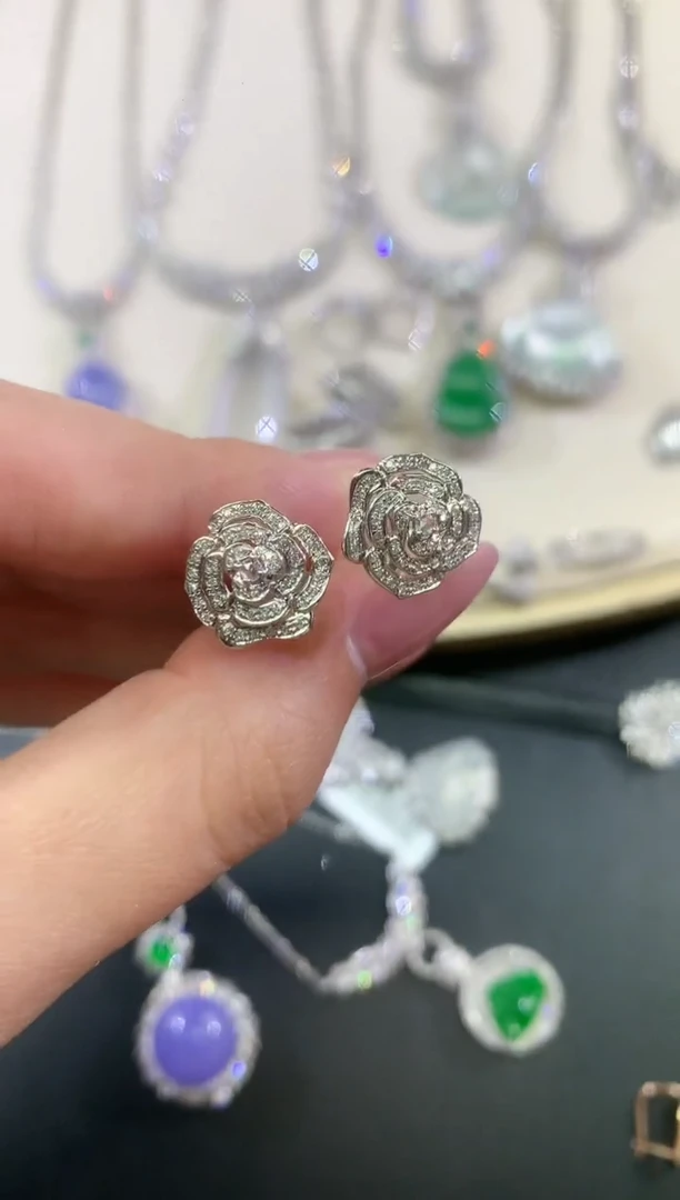 耳饰18K金镶嵌钻石A266|1980