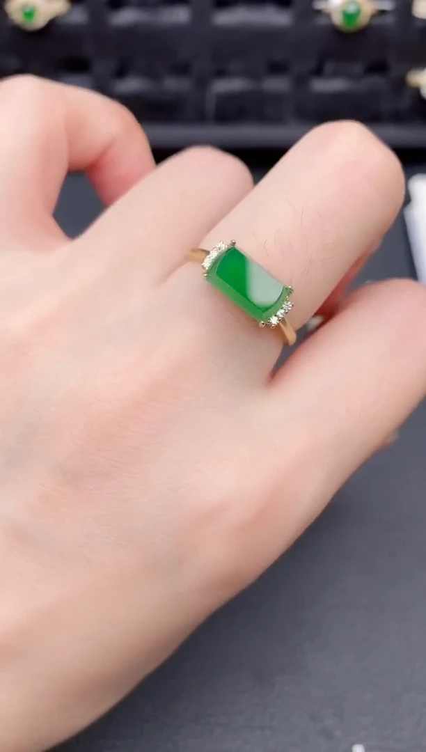 银S925镶嵌戒指翡翠天然a货翡翠178