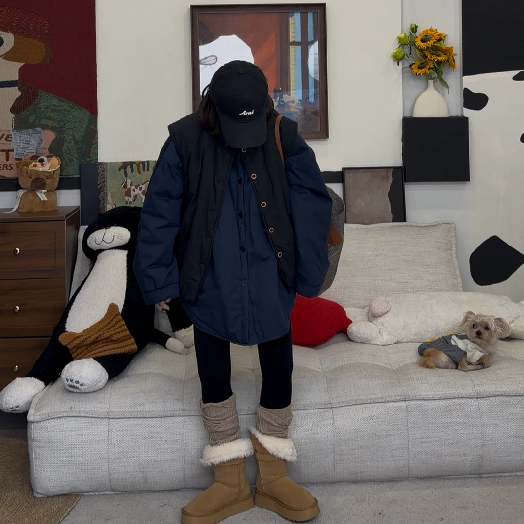 橘子罐头冬季新款百搭休闲加棉加厚纯色韩版日系棉衬衫