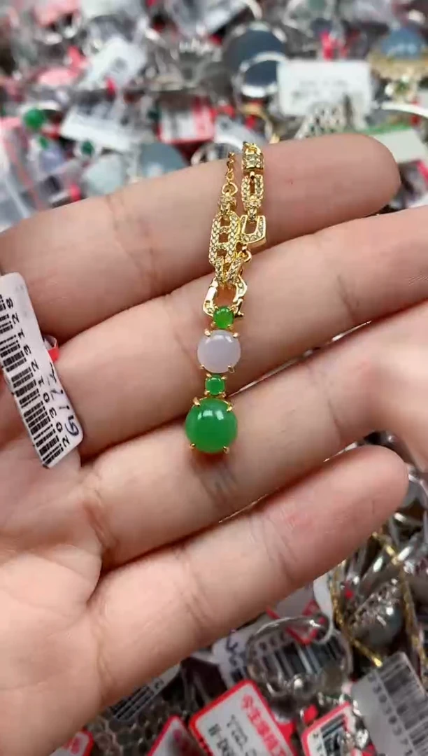 银S925镶嵌戒指翡翠天然A货缅甸翡翠