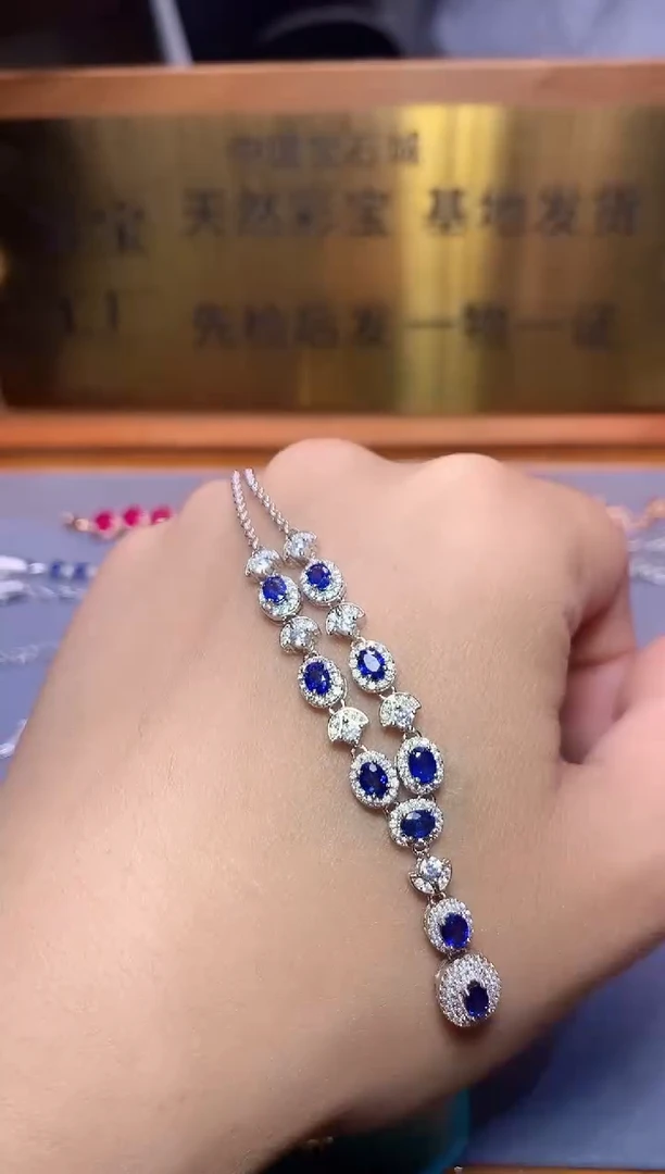 【闪购商品】蓝宝石颈饰银S925镶嵌........