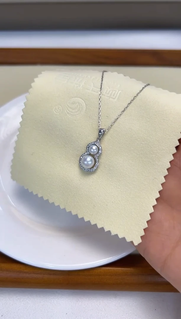 颈饰银S925镶嵌淡水珍珠双珠