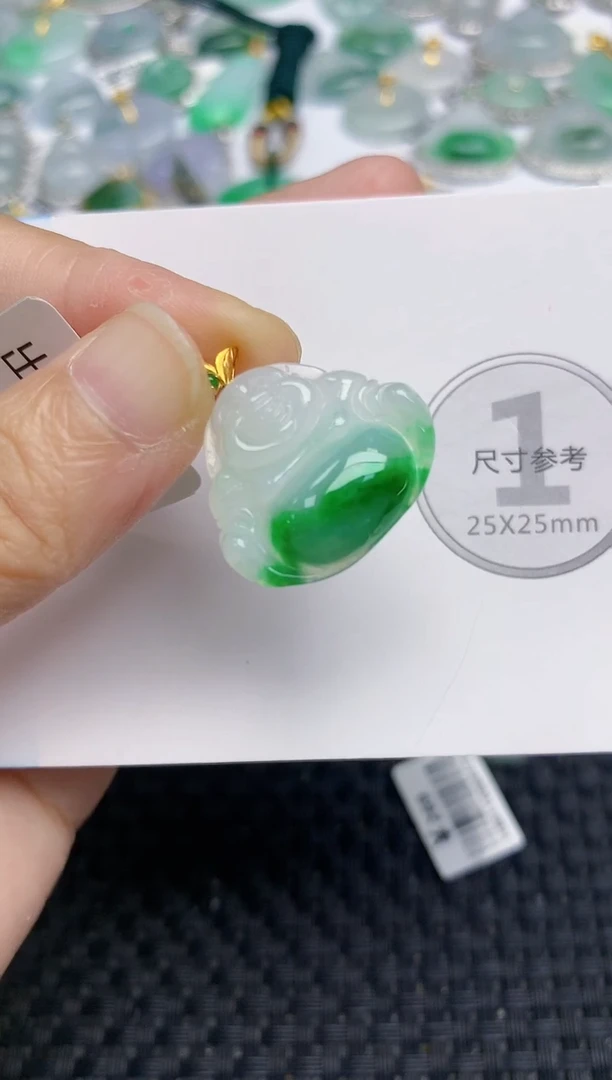 颈饰18K金镶嵌翡翠天然缅甸A货翡翠百元以上9元证书费自理