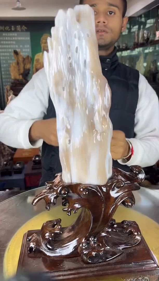 缅甸天然树化玉摆件