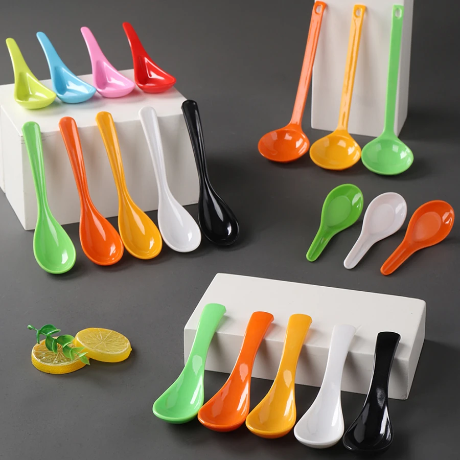 仿瓷塑料小勺子密胺商用餐厅饭店酒店火锅店专用餐具汤勺汤匙调羹