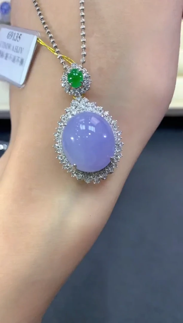 【闪购商品】翡翠吊坠(不含链)18K金镶嵌a366紫货有色差