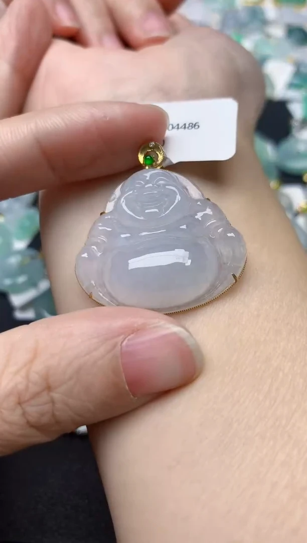 颈饰18K金镶嵌翡翠天然缅甸A货翡翠