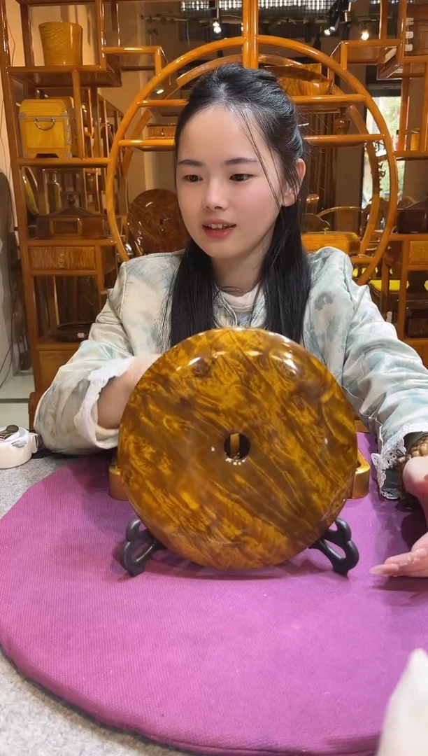 金丝楠满留疤平安扣摆件20