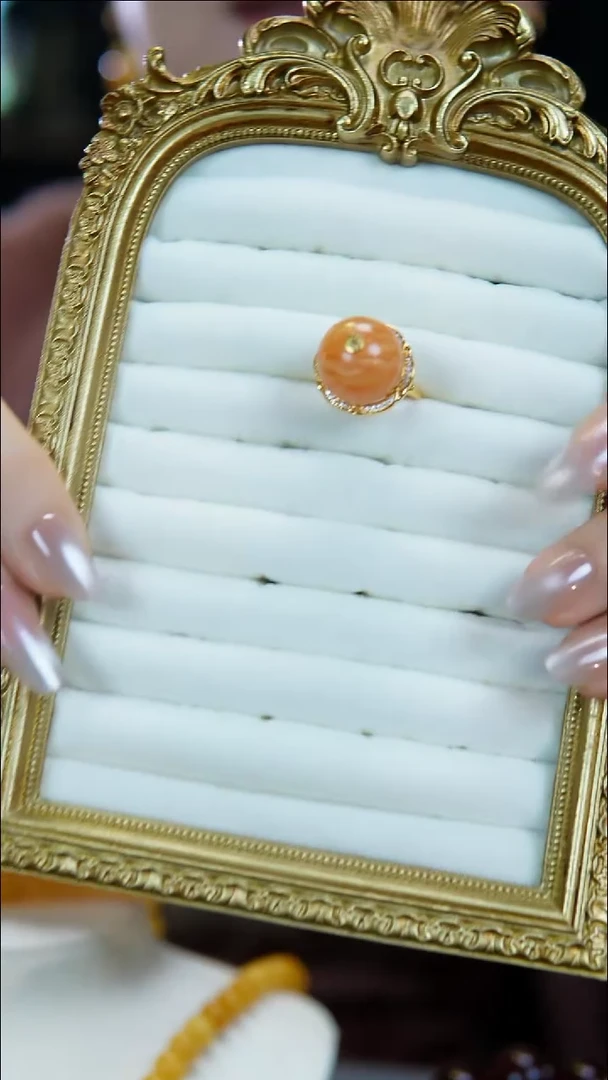 银S925镶嵌蜜蜡戒指天然缅甸15+蜜蜡设计款戒指