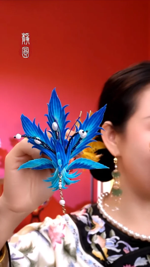 织绣非遗纯手工【蓝凤凰】