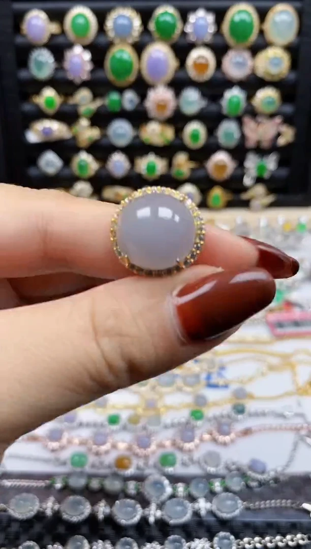 银S925镶嵌戒指翡翠5779