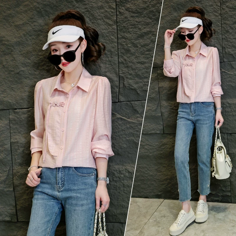 盘扣长袖衬衫女士春秋季新款中国风新中式气质上衣S117