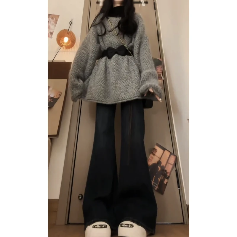 MARIE.COCO韩系复古感软糯收腰设计针织衫毛衣上衣搭牛仔裤秋冬装