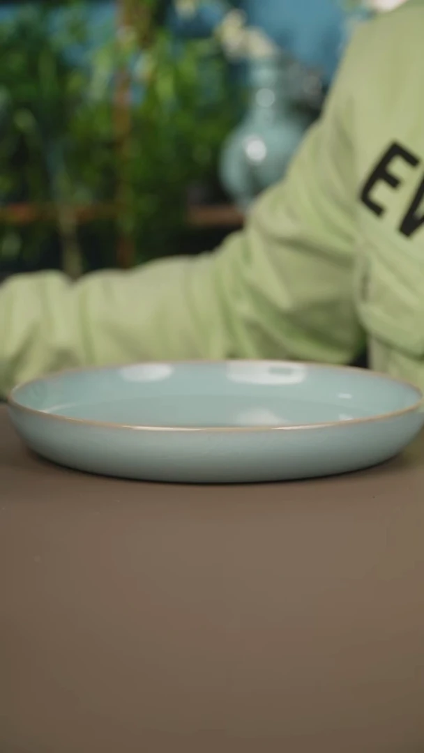 原矿釉天青丰华碟微暇