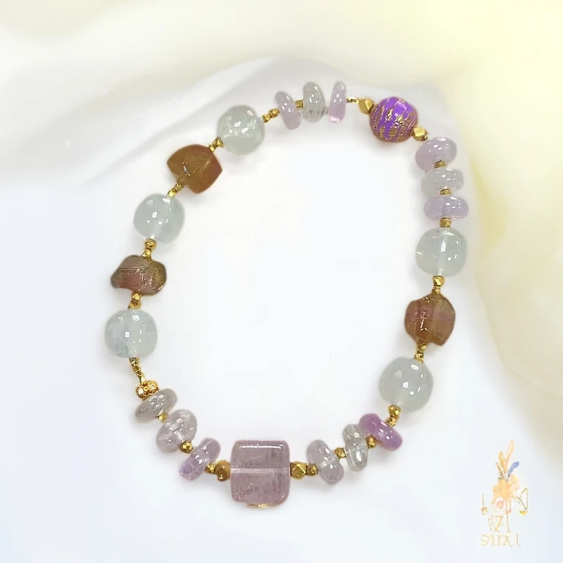 蓝针碧玺方糖手链