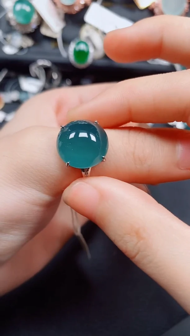 银S925镶嵌戒指翡翠翡翠