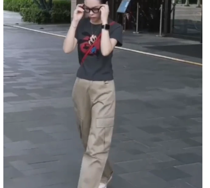 2025夏季新款网红同款洋气爆款韩版潮流印花打底衫裤子韩雅