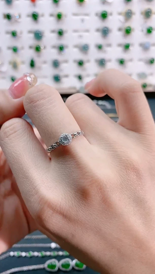 【闪购商品】翡翠戒指银S925镶嵌天然翡翠