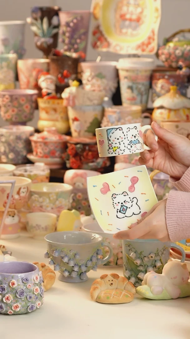 摆件陶景德镇釉下彩手绘设计师款陶瓷