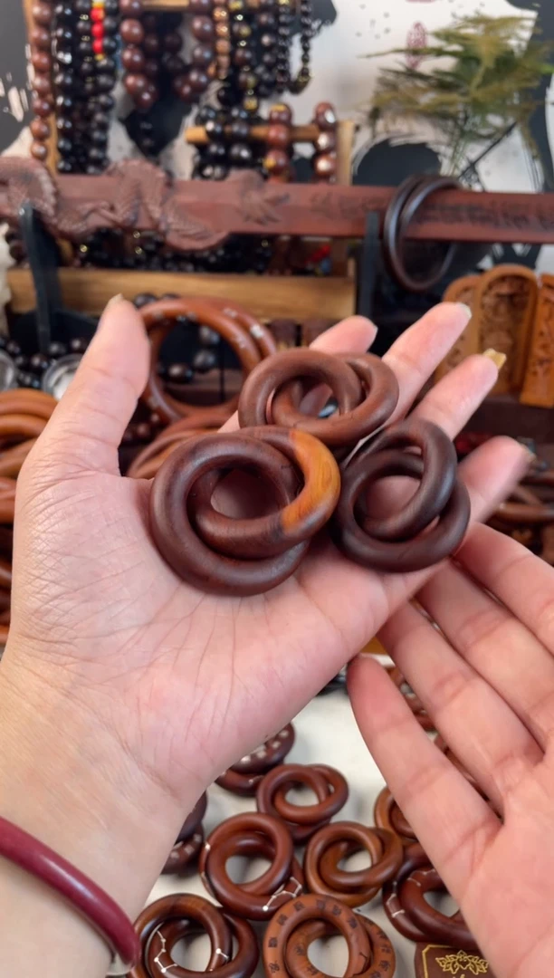 木枣木内径2.5镶银六七星乾坤圈吊坠+挂绳