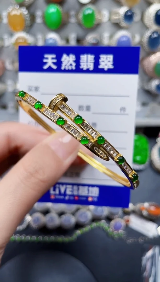 银S925镶嵌手镯翡翠381