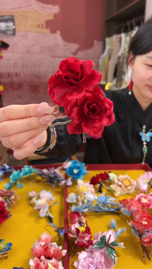 【闪购商品】刺绣非遗绒花（发饰）