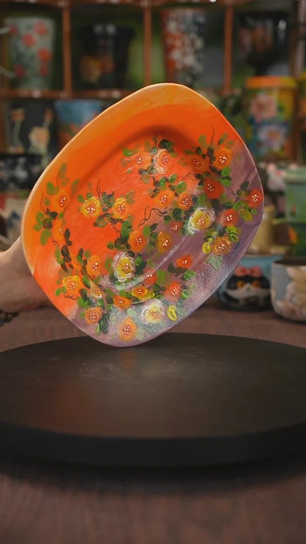 紫砂油画手绘釉下彩