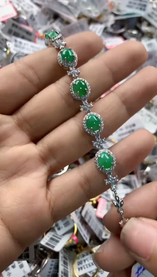 银S925镶嵌戒指翡翠12     1