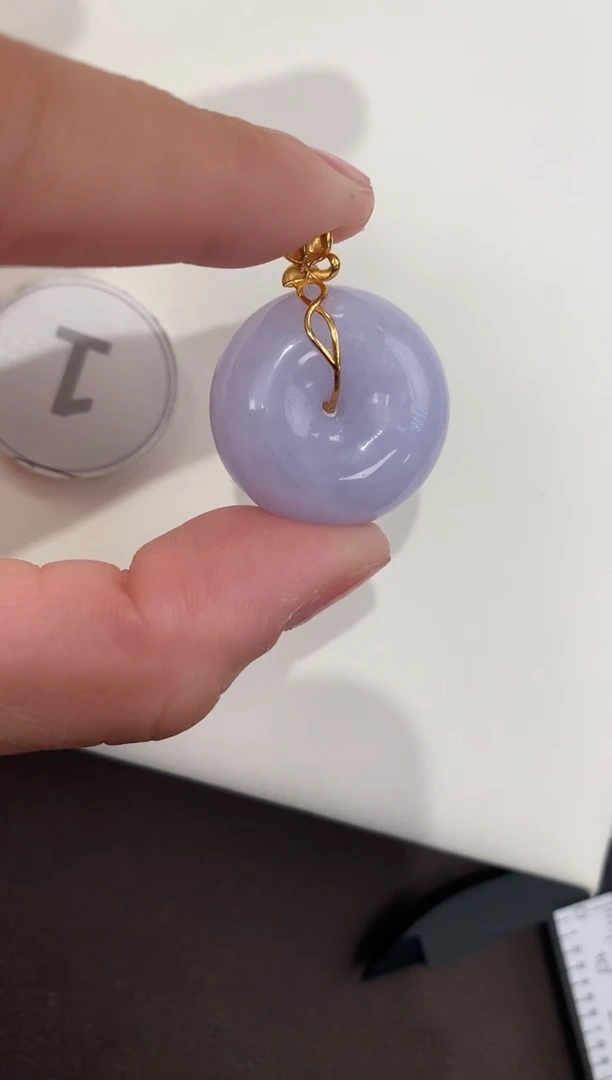 颈饰18K金镶嵌翡翠天然缅甸a货翡翠