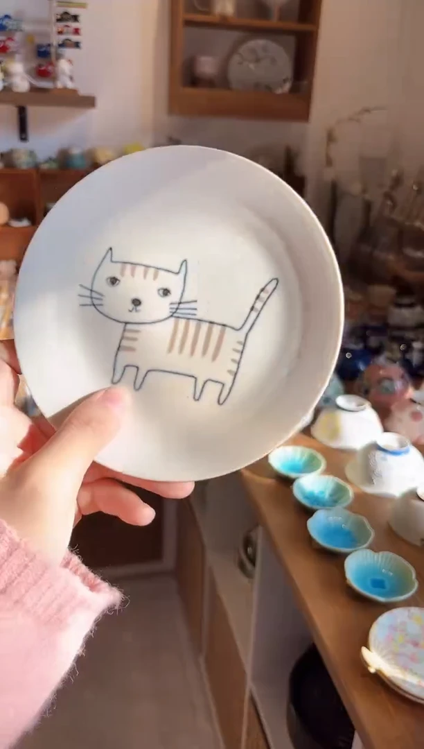 瓷片福利 猫之趣小盘（散步）