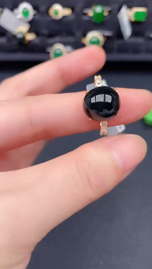 银S925镶嵌戒指翡翠天然a货翡翠253