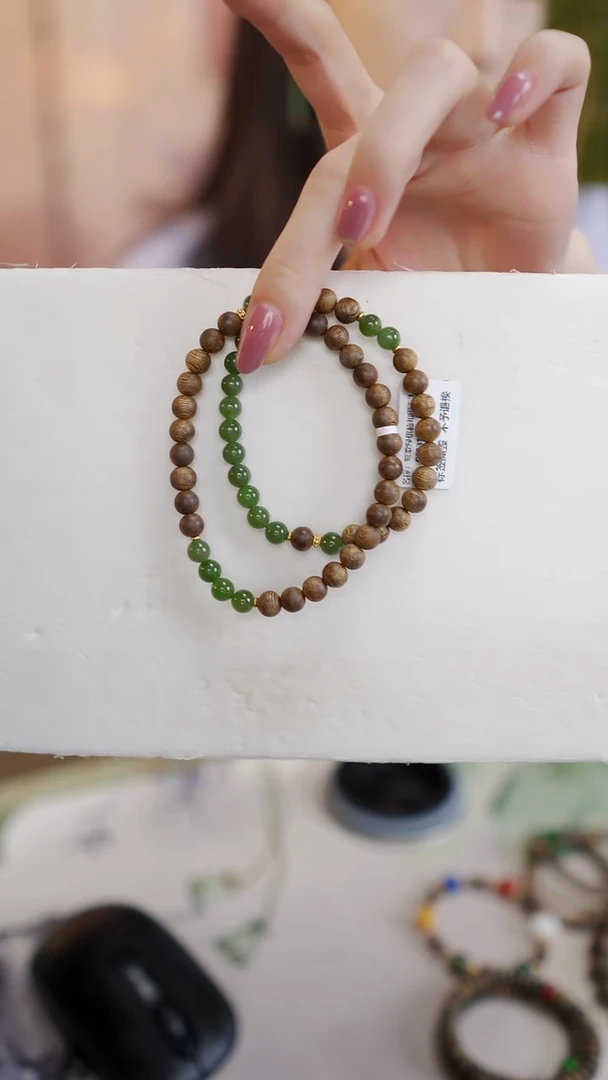 手串沉香莺歌绿棋楠0.6圆珠双圈多样性发一