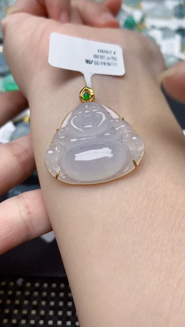 颈饰18K金镶嵌翡翠天然缅甸A货翡翠