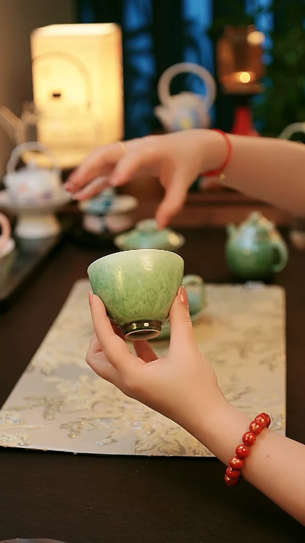 陶瓷茶具楚门窑变美人醉鸡心杯