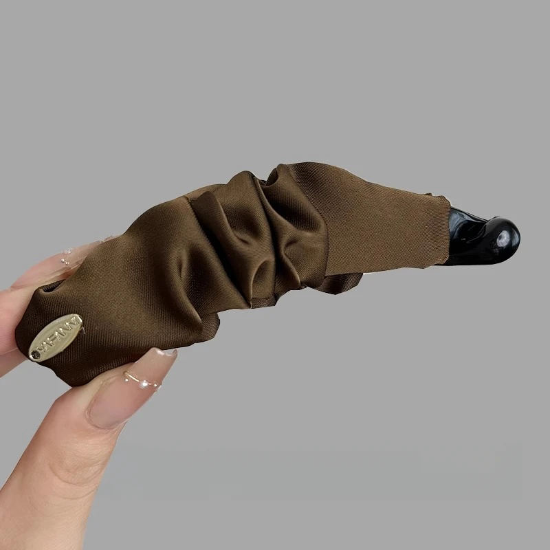 发量少马尾发夹新款褶皱缎面香蕉夹高级感网红气质高马尾竖夹扭夹