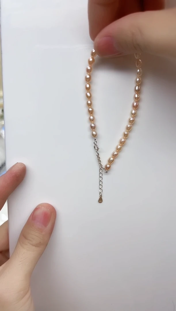 淡水珍珠手链未镶嵌粉色3.5-4mm