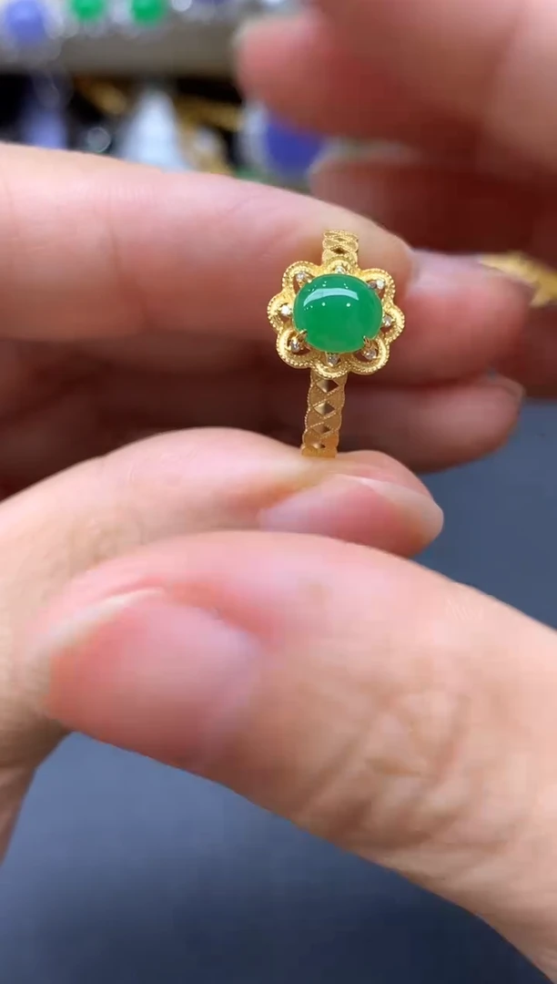 18K金镶嵌戒指翡翠501-中国好珍宝