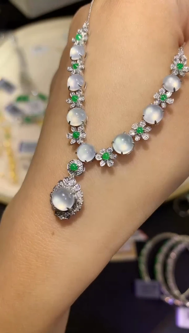 翡翠18K金镶嵌套链A218丨6980