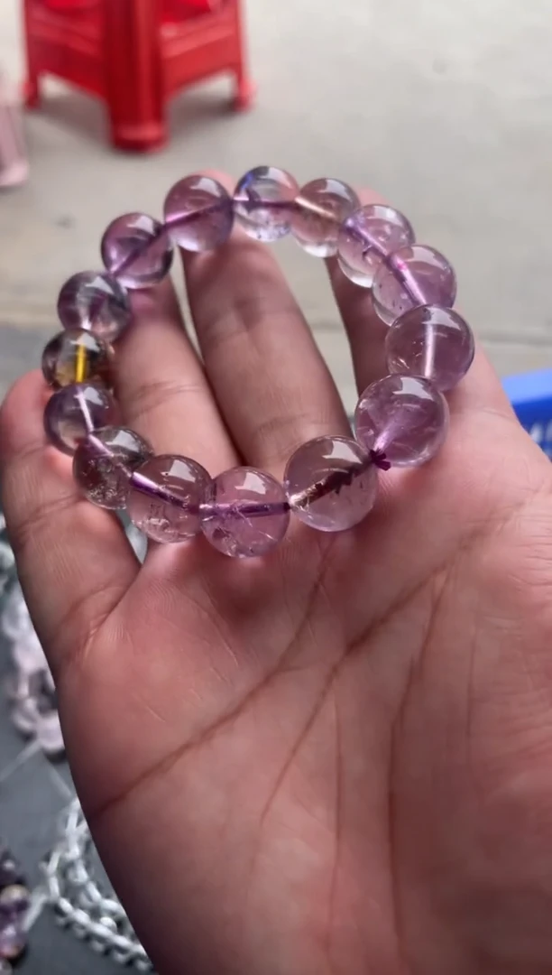 【闪购商品】紫晶手串卡14mm未镶嵌天然紫黄晶手串拍3单99发1