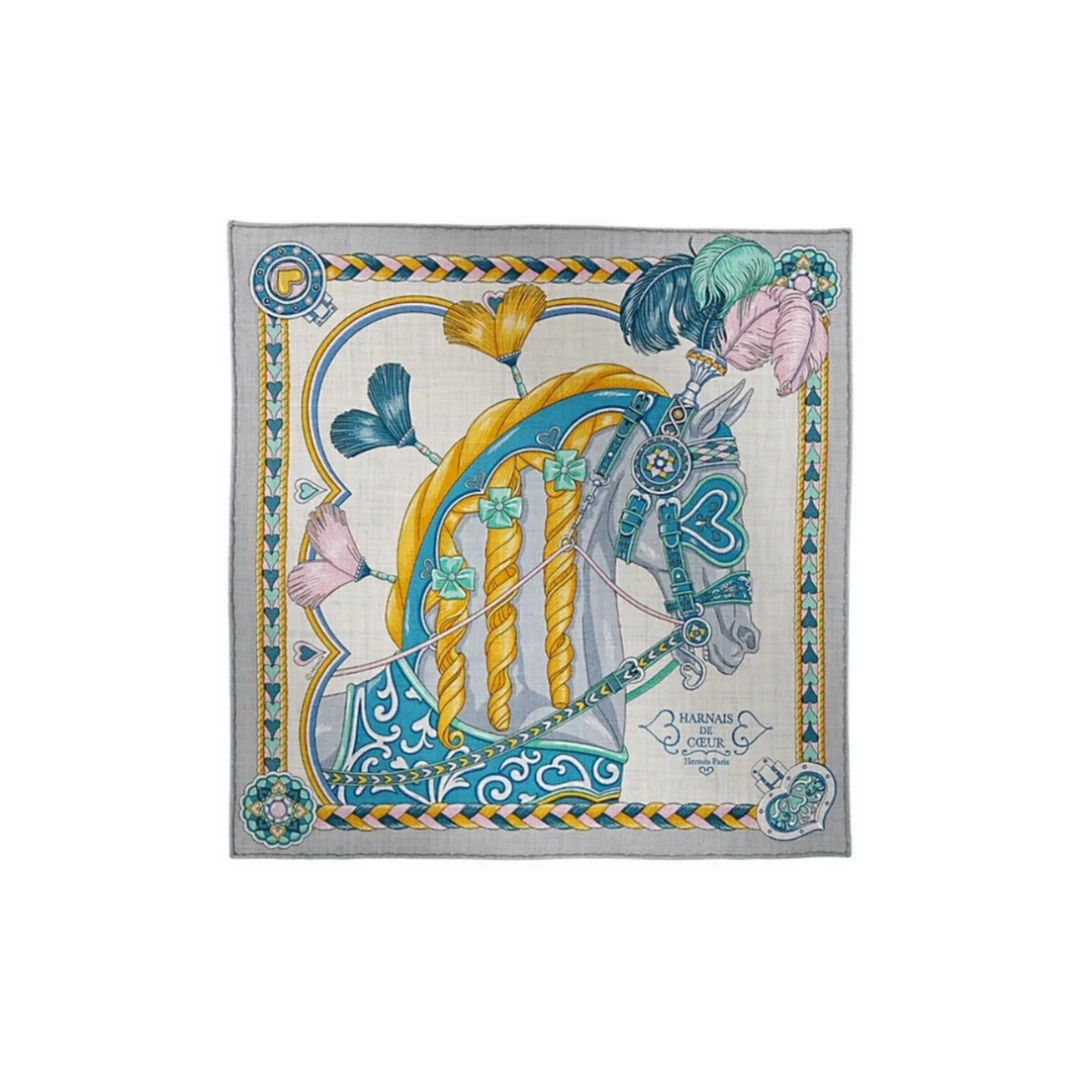 未使用 Hermes/爱马仕 【念念特价】“甜蜜的鞍具” 45方巾