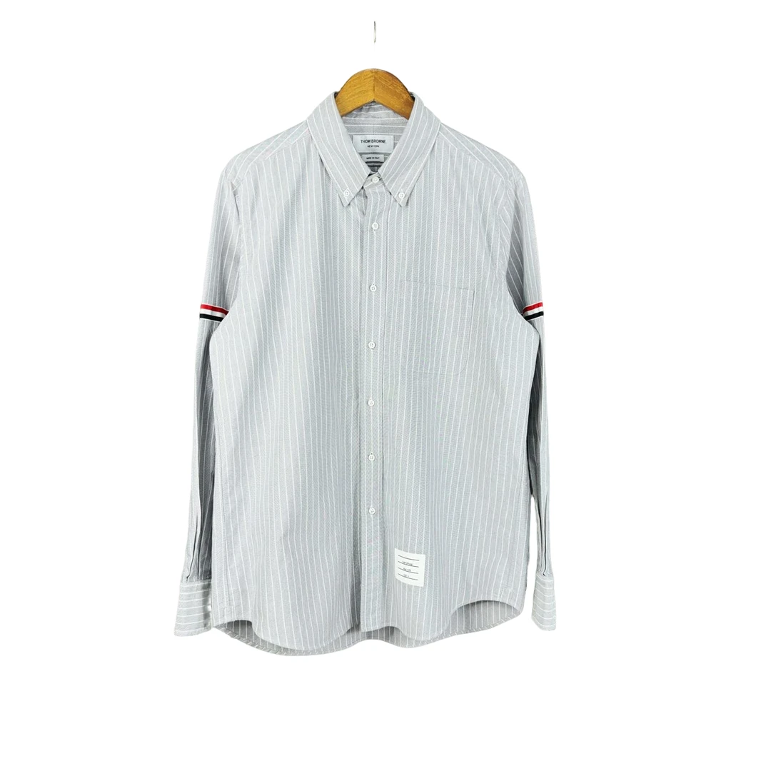 全新未使用 THOMBROWNE TB 灰色条纹长袖衬衫 4码