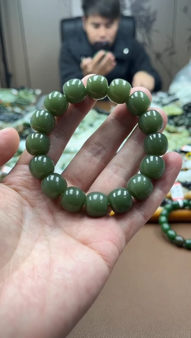 未镶嵌手串和田玉新疆若羌青黄口14老型