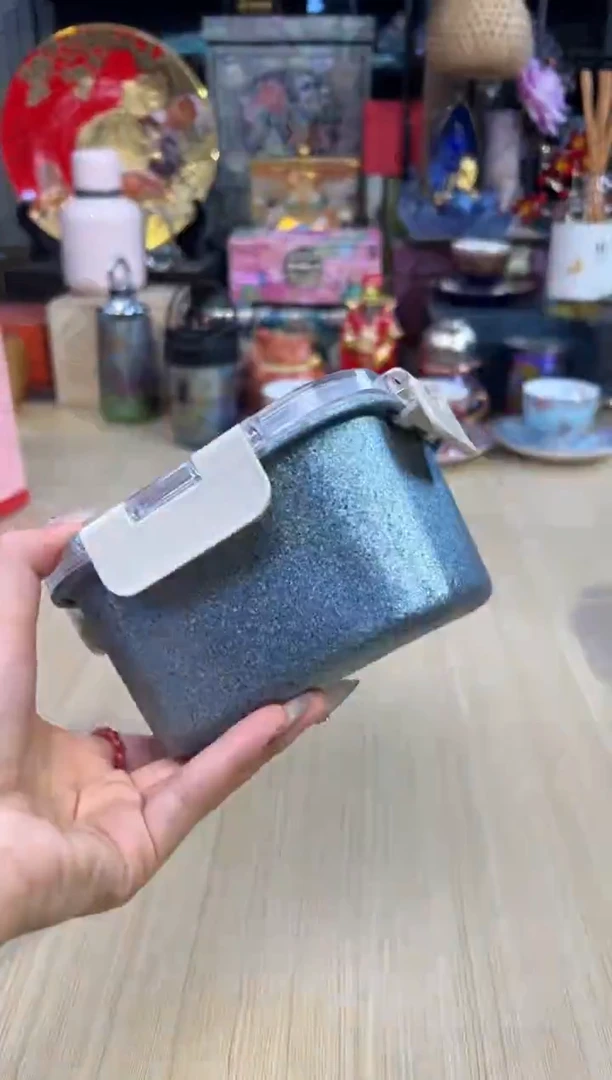 100态极纯钛方形保鲜盒-蓝色