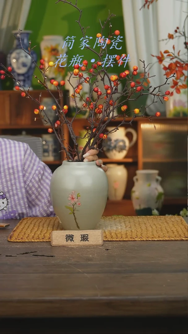 瓷片景德镇纯手工手绘花器摆件