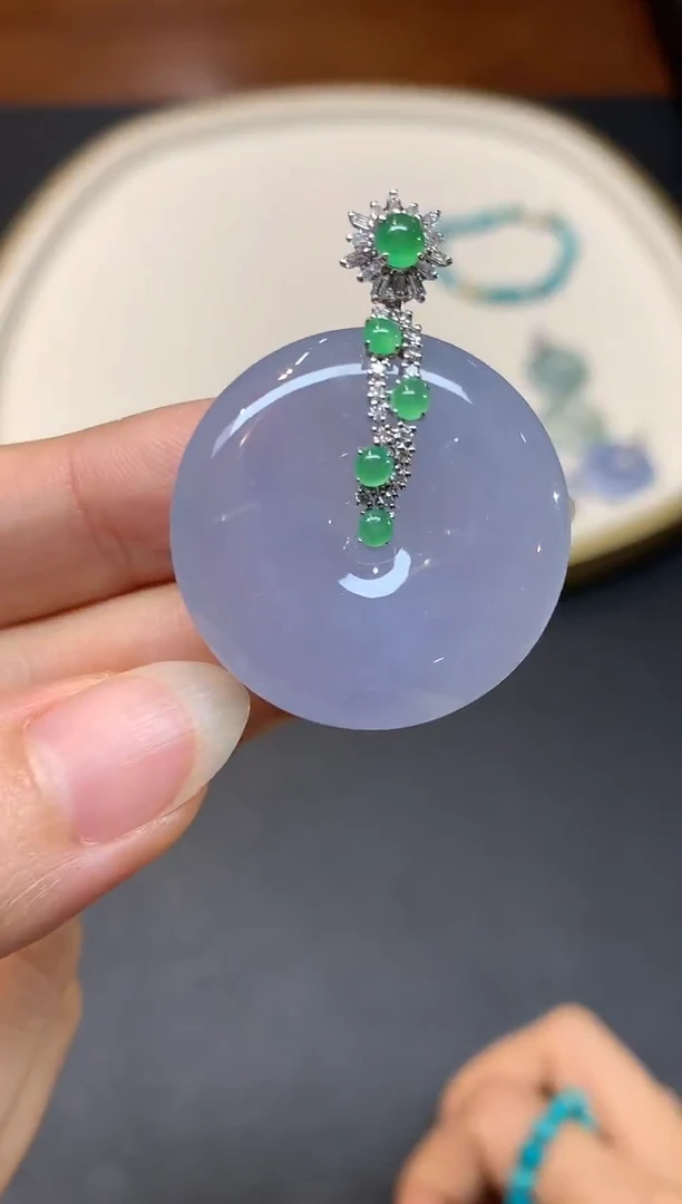 吊坠(不含链)18K金镶嵌翡翠S775|12800